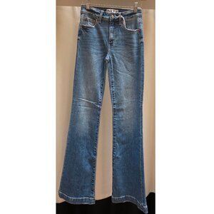 Mid Rise Flare Denim